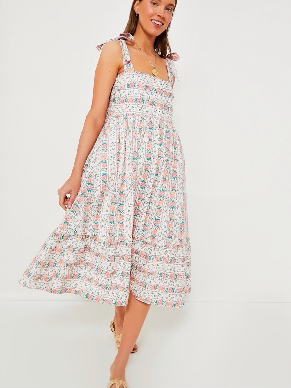 Tuckernuck Hyacinth House Tie-Shoulder Floral Midi Dress - Size XL